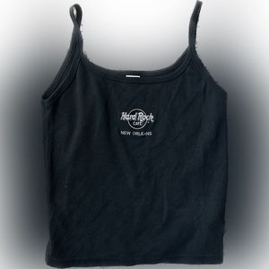 Y2K 2000s Vintage Hard Rock Cafe Black Embroidered Logo New Orleans Cami Medium